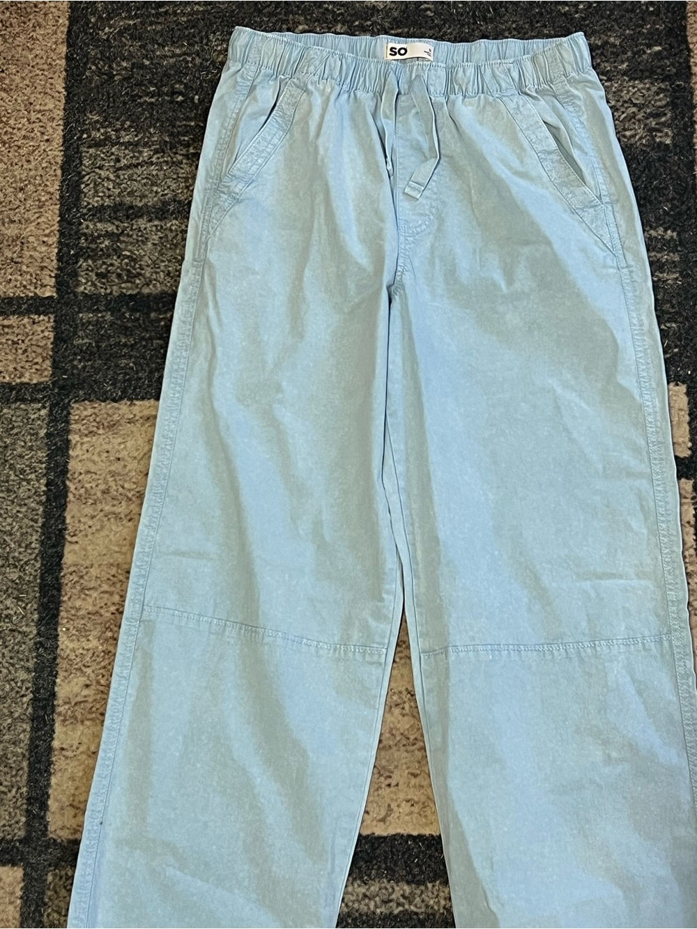 SO Light Blue Drawstring Elastic Waist Pants
